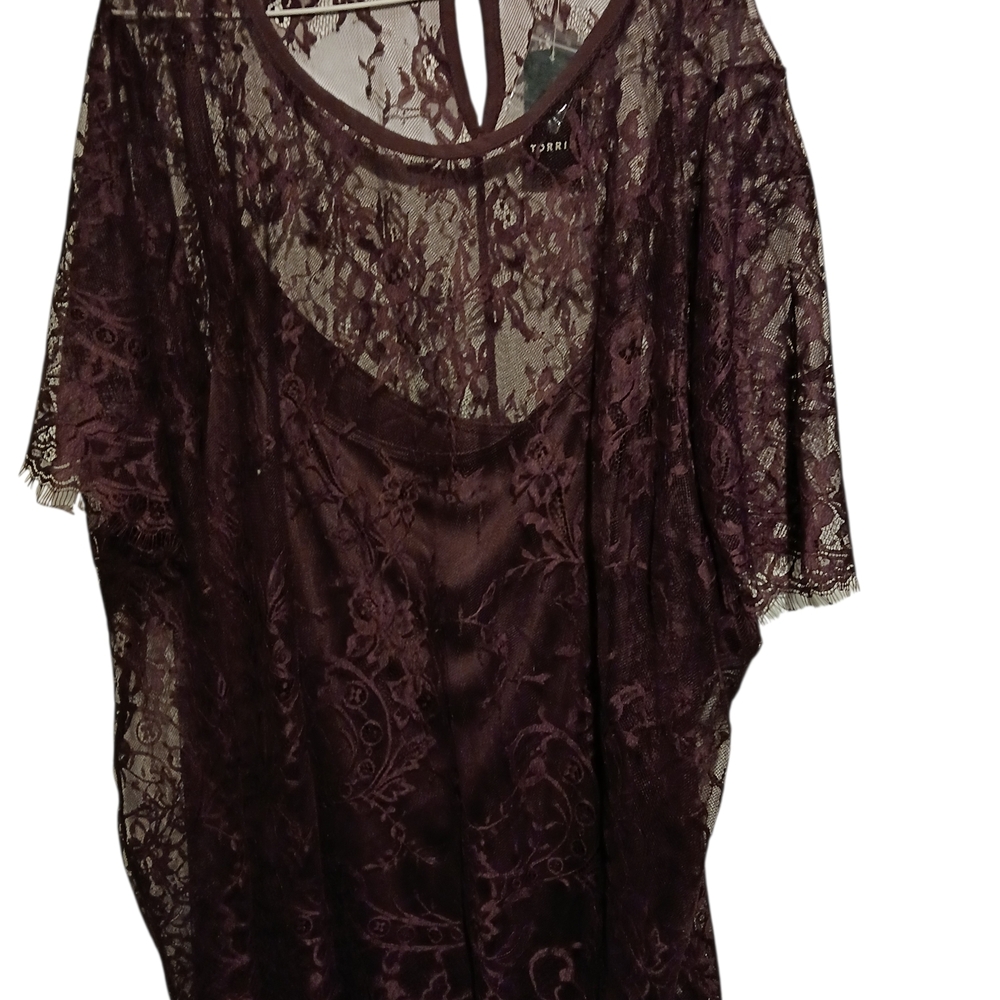 Torrid Abbey Purple Lace Top With Atttatched Cami 5